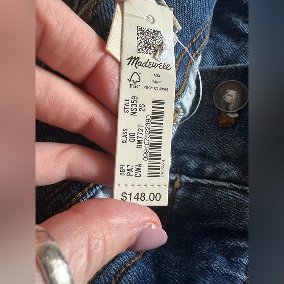 NWT Madewell Tapered Denim Trousers NS359 Calvert wash size 26 - Picture 3 of 10